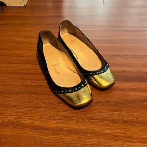 Christian Louboutin Black and Gold Flats size 38